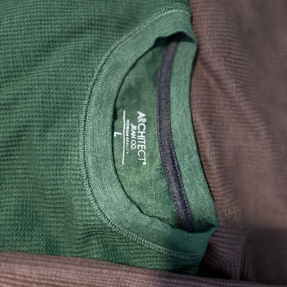 Architect Brown and Green Waffle Knit Shirts Lot of 2 LS shirts - Picture 4 of 4